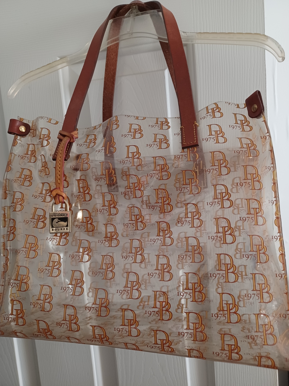 Dooney And Burke Transparent Tote Bag with Brown Handles - Picture 2 of 4